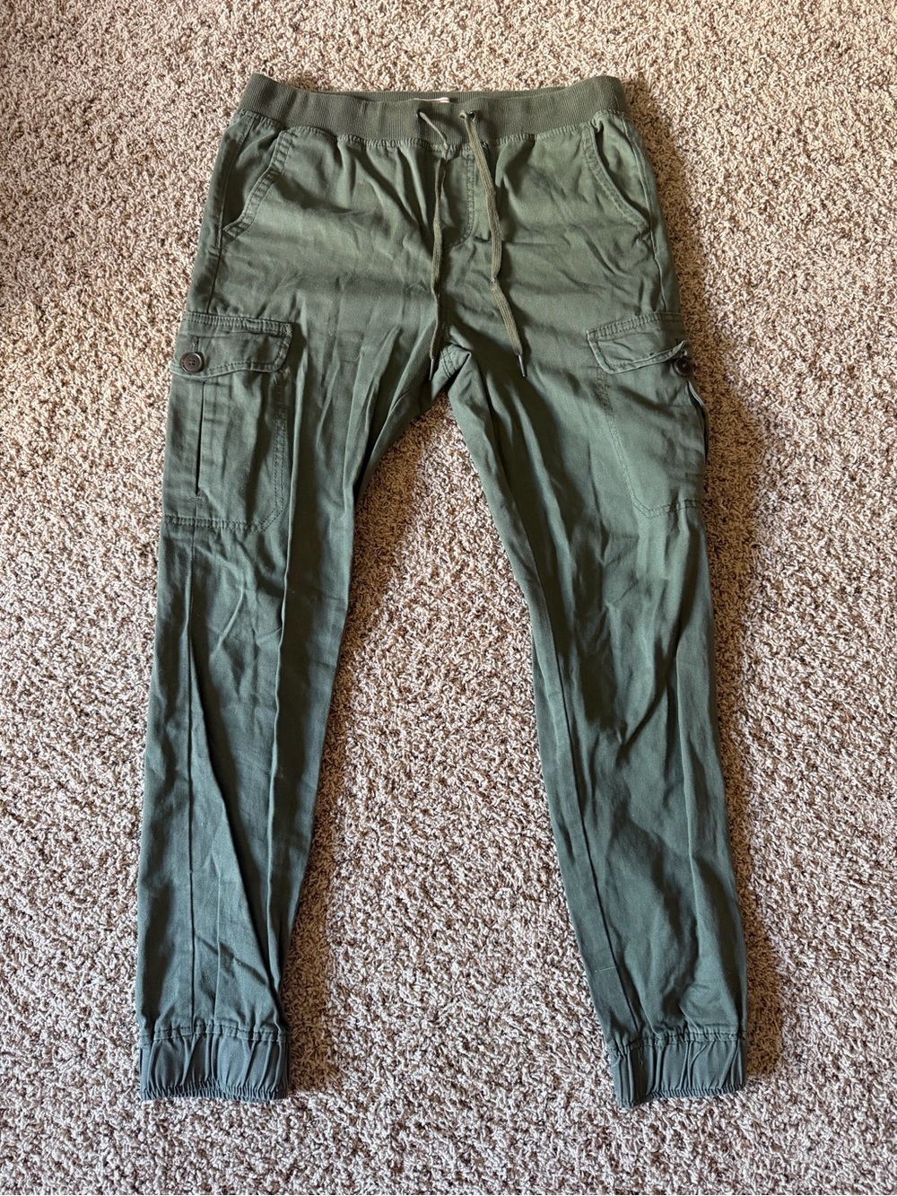 Small Men’s jogger 2p bundle Green and khaki Cargo Jogger Pants Drawstring - Picture 5 of 7